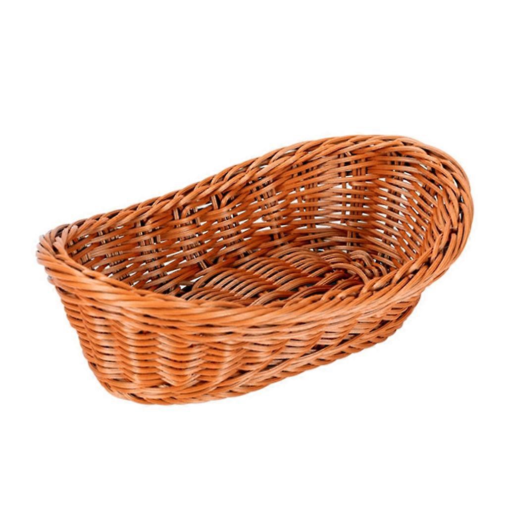 Upgraded Oval Curved Rattan Wicker Woven Serving Baskets for Bread Vegetable