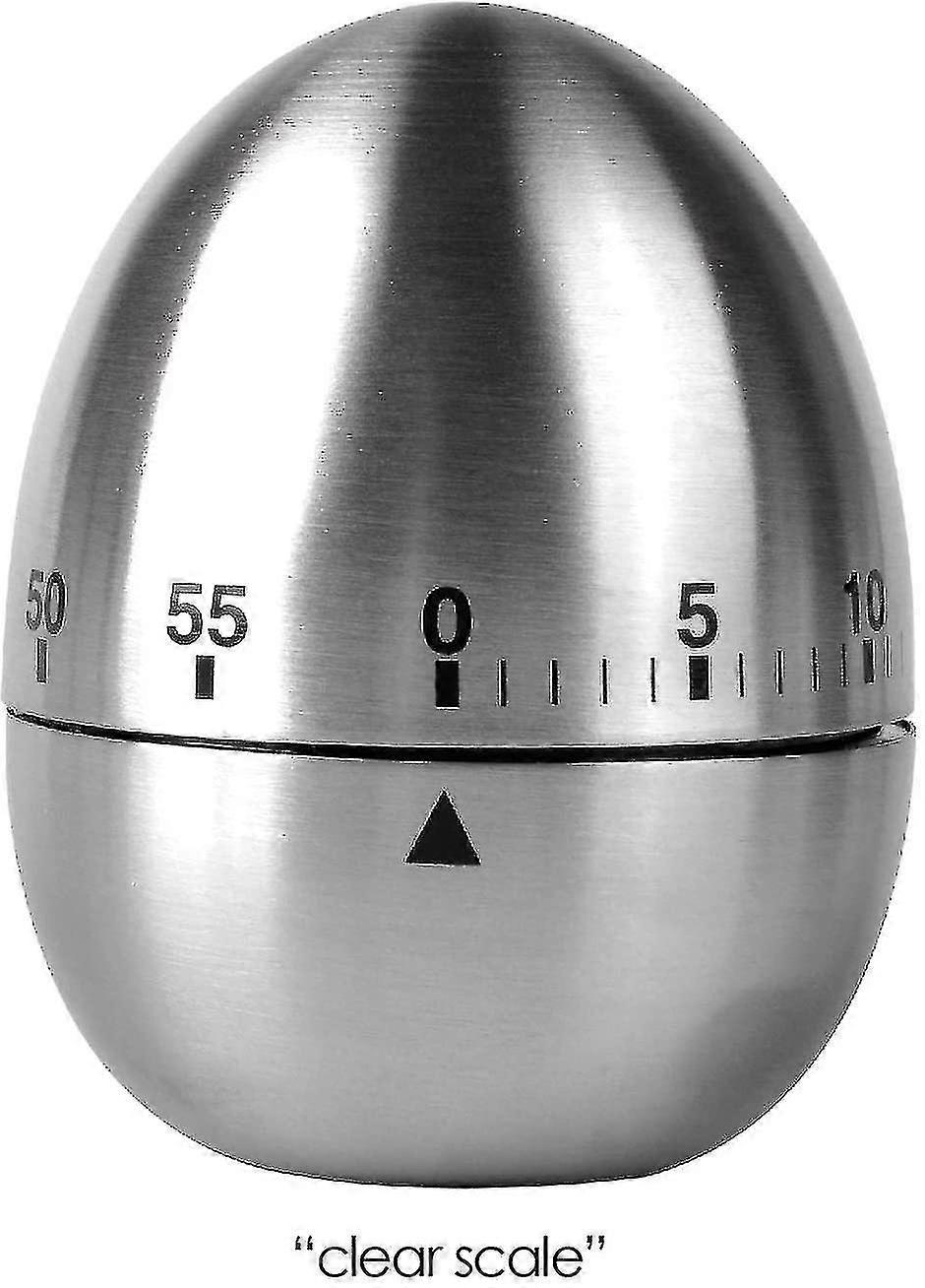 Egg Kitchen Timer Stainless Steel Mechanical Rotating Alarm 60 Minutes Count Down Timer