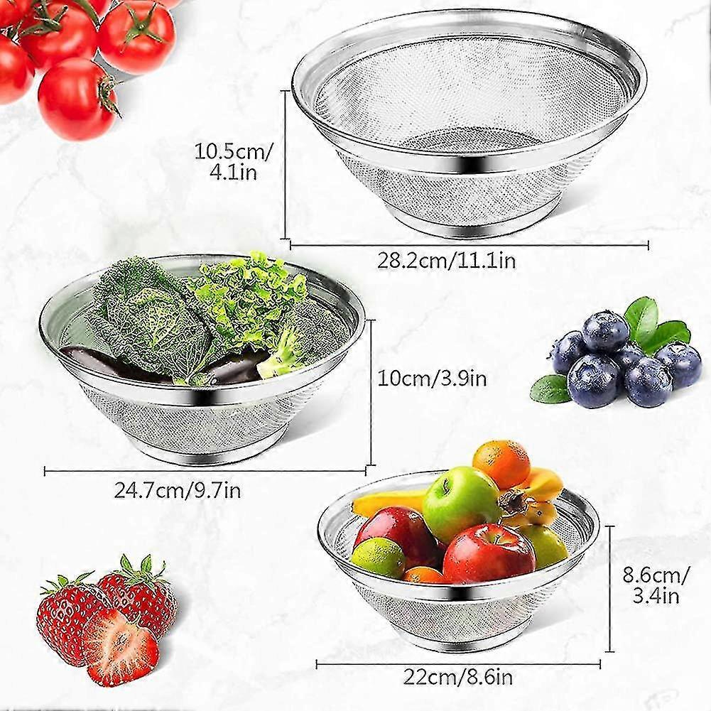 Stainless Steel Mesh Strainer Colander Set Professional Strainers For Pasta