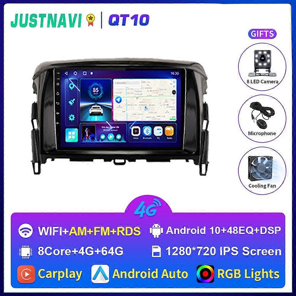 QT10 Android 10.0 Car Radio Player For Mitsubishi Pajero 4 V80 V90 2006-2014 GPS Navigation Stereo DSP Carplay No 2din