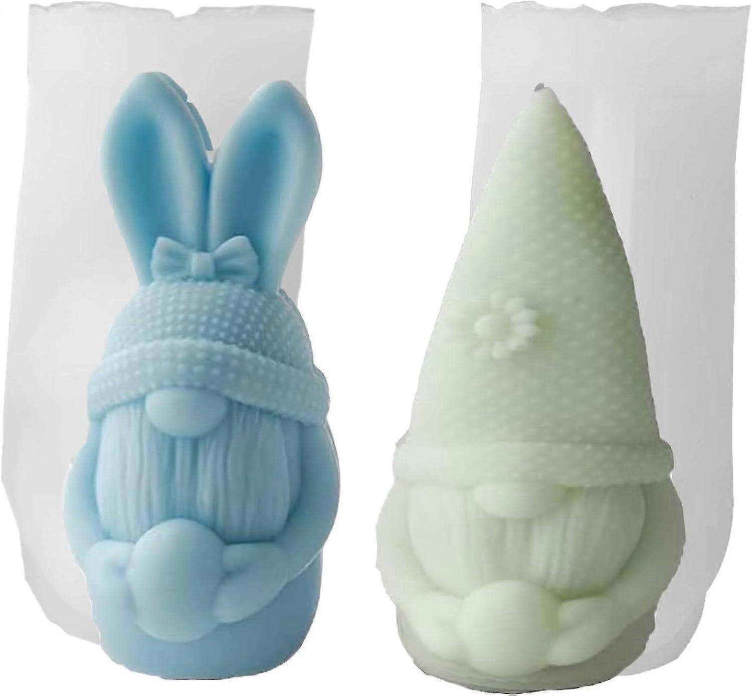 2pcs תבניות סיליקון חג הפסחא, חג הפסחא 3d ארנב תבניות סיליקון יציקת תבניות, ארנב חג הפסחא עובש סיליקון לטיח, נרות שעוות סויה