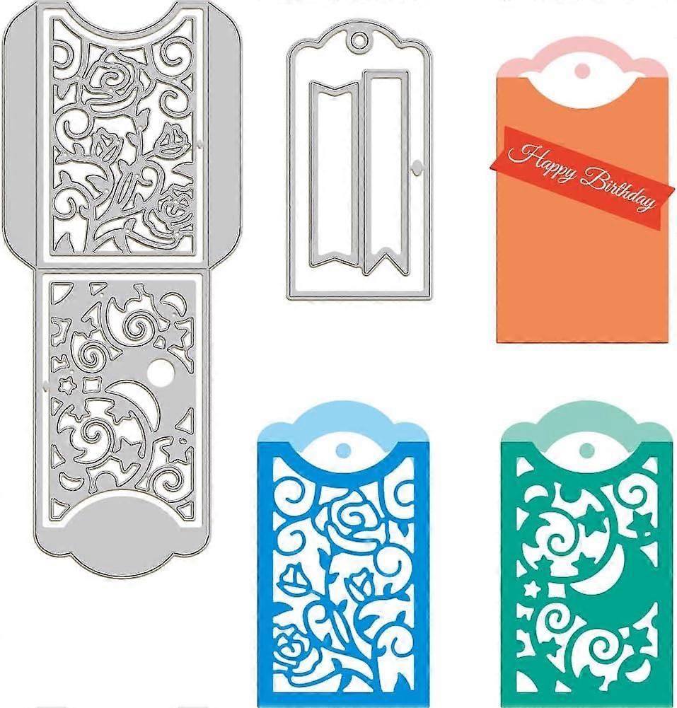 3D Pocket Envelope Cutting Dies for Card Making Hollowed Out Flower Envelope Die Cuts Carbon Steel Embossing Stencils Template for DIY Scrapbooking Al