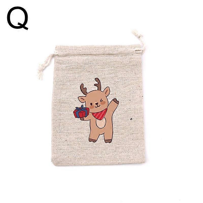 Christmas Linen Bag Candies Drawstring Gift Storage