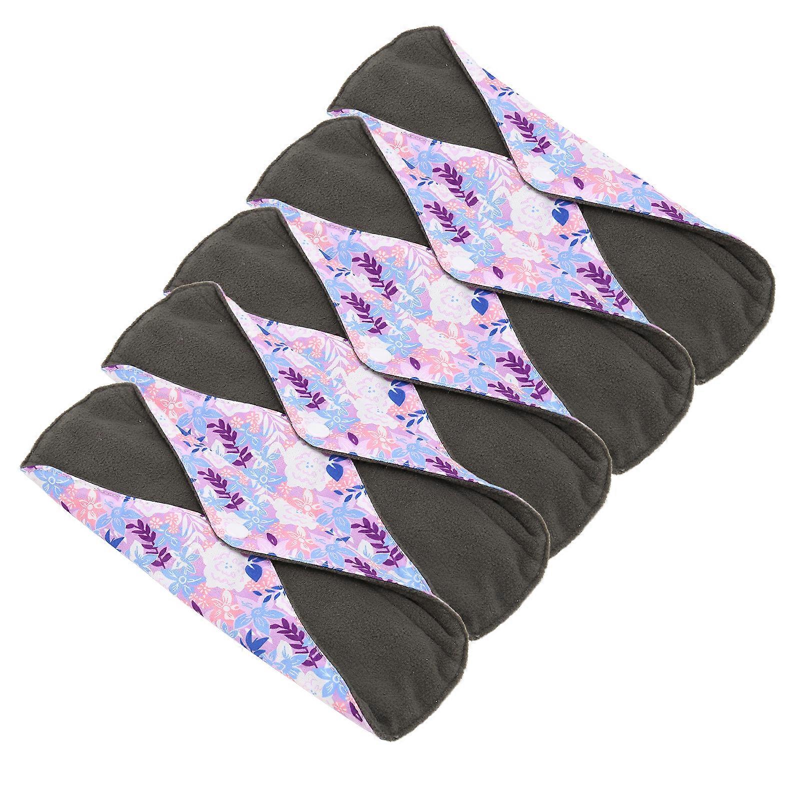 5pcs Washable Menstrual Pads Breathable Bamboo Charcoal Cloth Leakproof Resuable Sanitary TowelM21