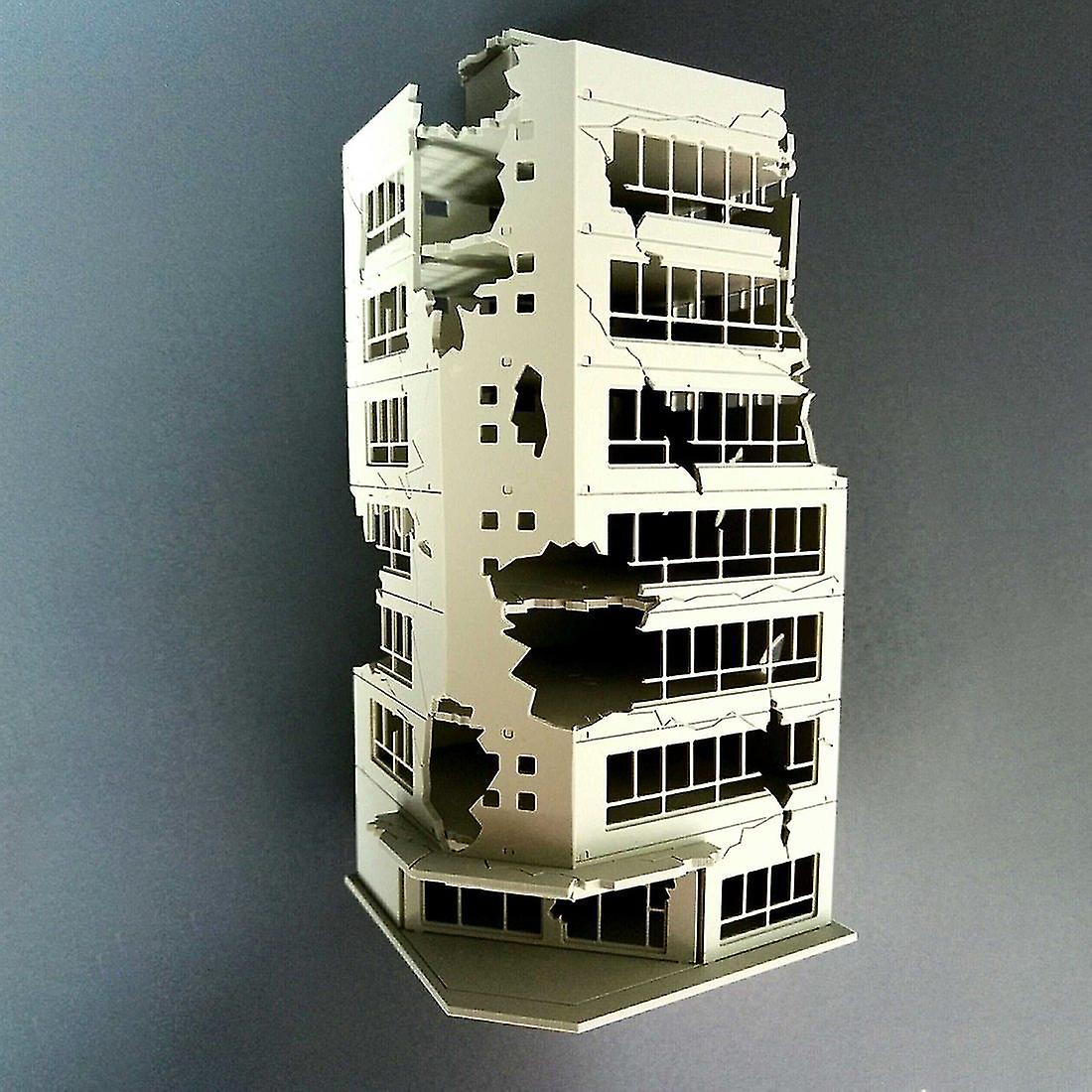 Sand Table Ruined Building Model - Battle Damaged