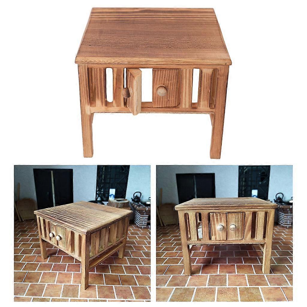 1/12 Scale Dollhouse Table with Storage Shelf Mini Model Office Bar Decor