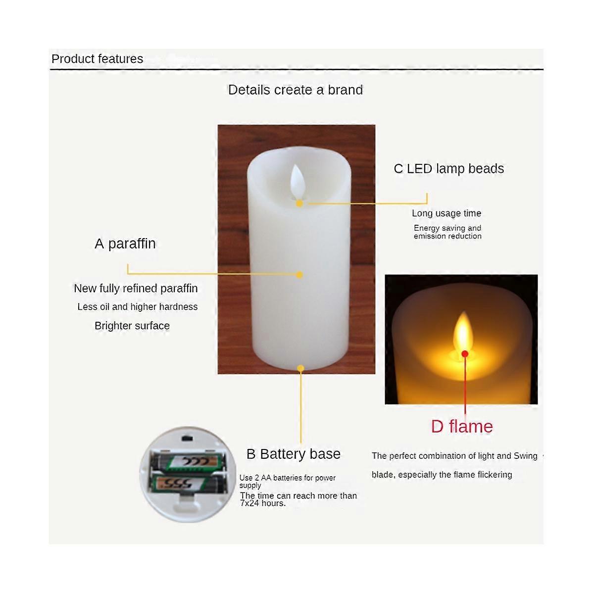 Remote Control LED Electronic Candle Light Set Simulation Swing 10 Buttons Remote Control Timer Can