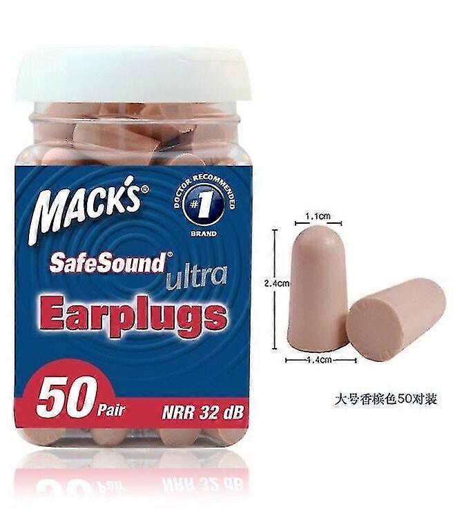 50pairs Mack's Ultra Soft Foam Earplugs Noise Reduction Comfortable Earplug Sleep Ear Plugs