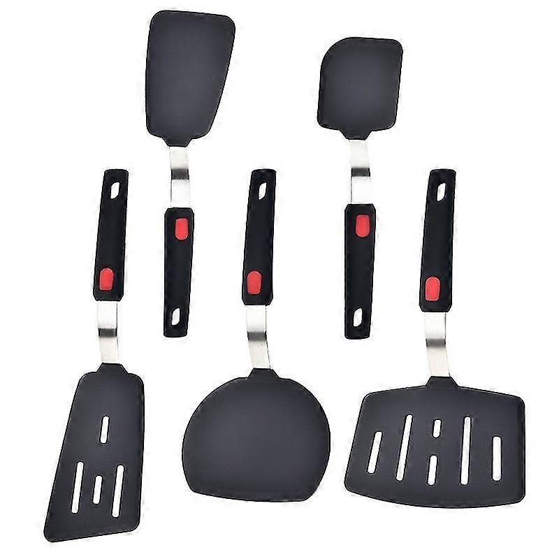 5 Pcs Kitchen Silicone Turner Spatula Leaking Scoop Non-stick Cookware