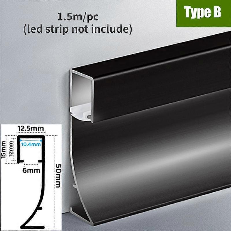 Dropship 1-1.5M 5cm LED Aluminium Profile Plinthe Hard Bar Bande Lumineuse Montage en surface Plinthe Murale En Métal Canal Linéaire Lampe