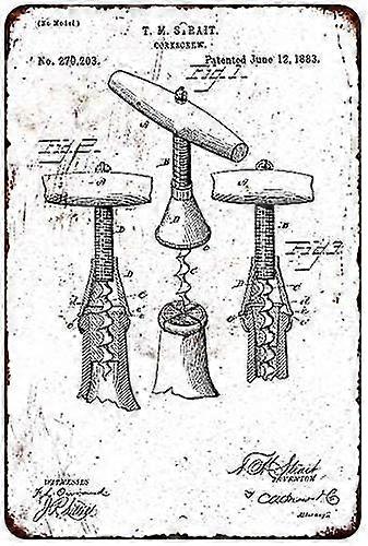 Wine Opener Patente Vintage Retro Reprodução Presente 8x12 polegadas OU 12x16 polegadas Matte Finish Metal Mode 2