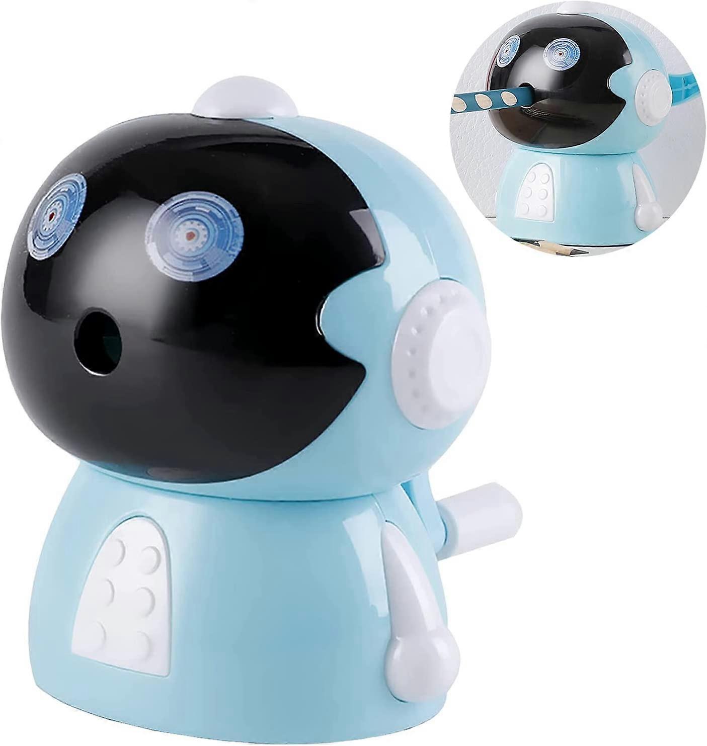 Hand Crank Pencil Sharpener, Cute Plastic Pencil Sharpener with Crank, Manual Helical Pencil Sharpener, for Teacher, Student, Child, Classroom (Blue)