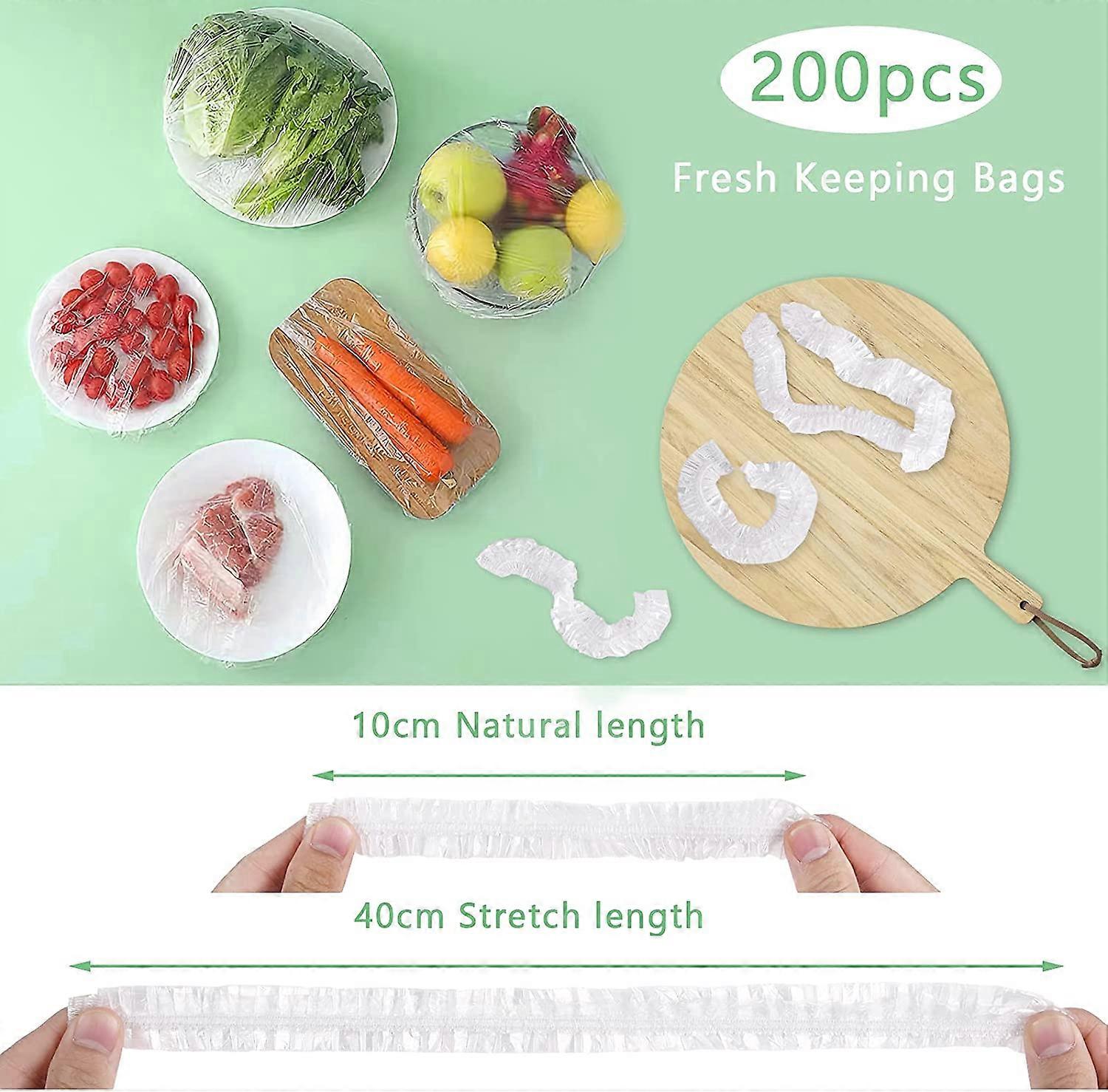 200 Pieces Fresh Storage Bags, Elasticated Reusable Bowl Lids, Picnic Food Leftovers Storage Bags, Put on Bowls Plates(200 Pieces)