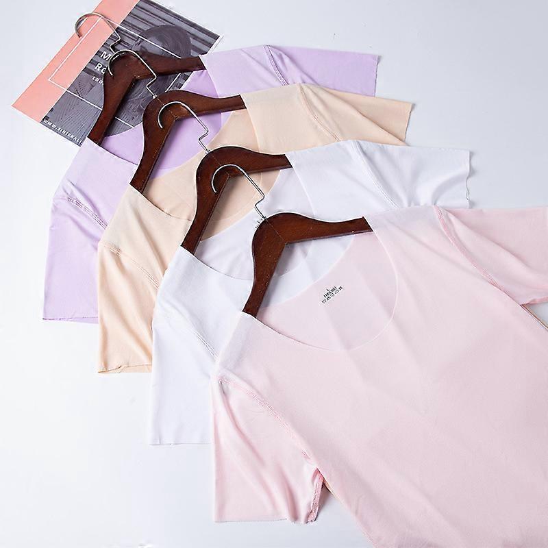 Ms. Xia traceless ice silk short-sleeved T-shirt thin round neck breathable and comfortable women's half-sleeved top bottoming