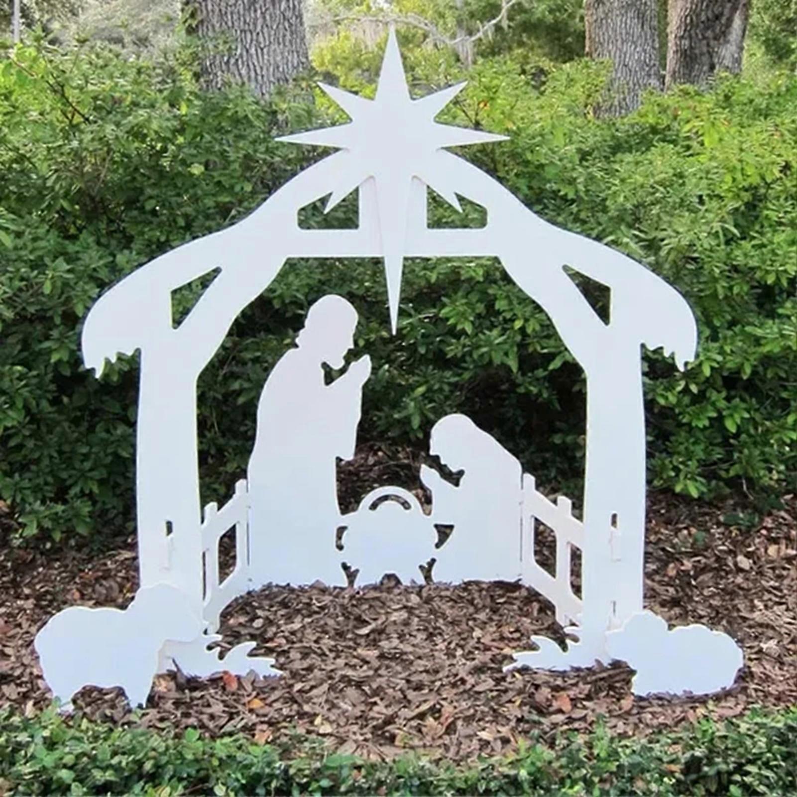 Outdoor Nativity Holy Family Nativity Scene Weather-Resistant and Durable Display Insert for Front Yard Lawn and Church