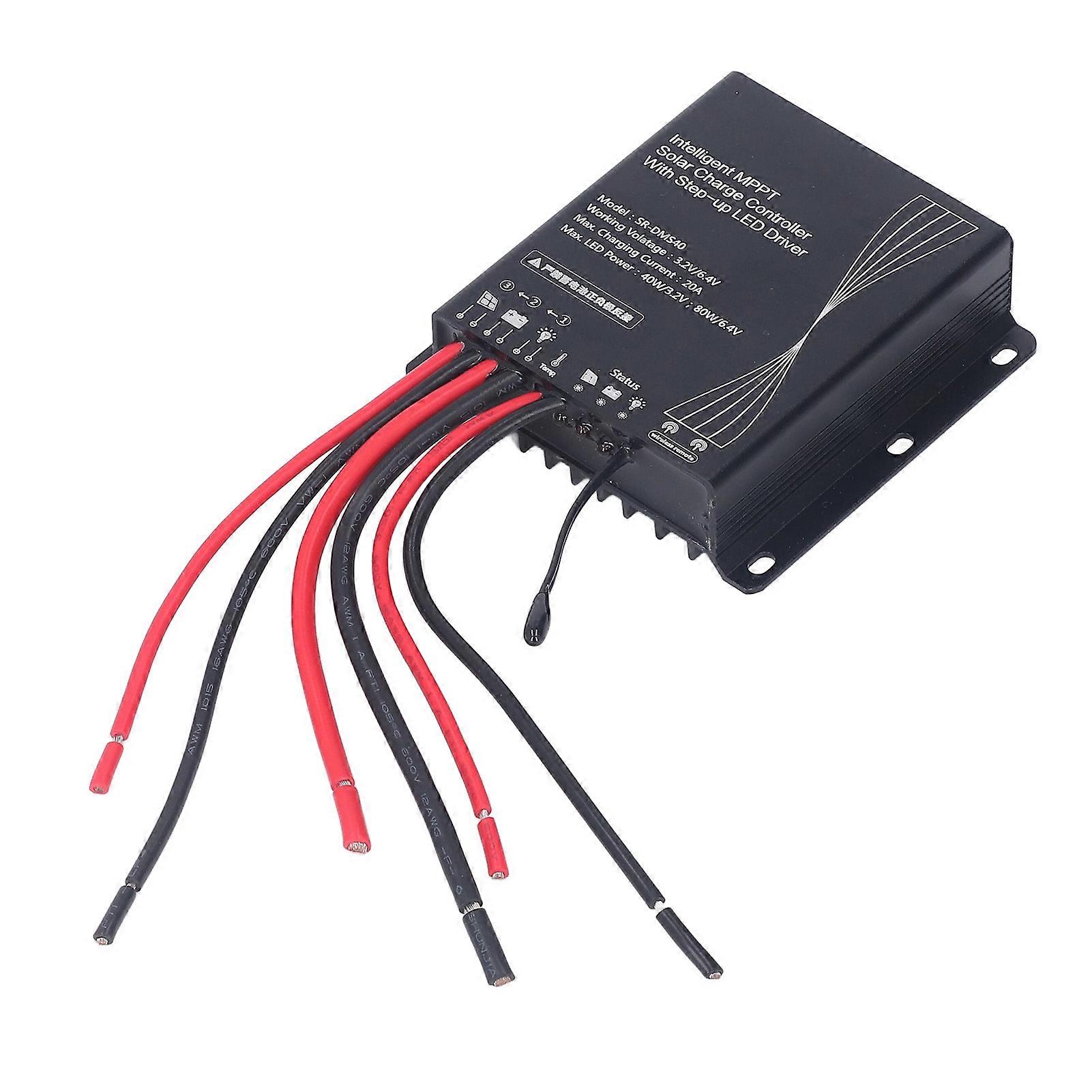 MPPT Solar Charge Controller 3.2V 6.4V 20A LED 40W-80W IP67 Waterproof Battery Regulator with MPPT Remote Control