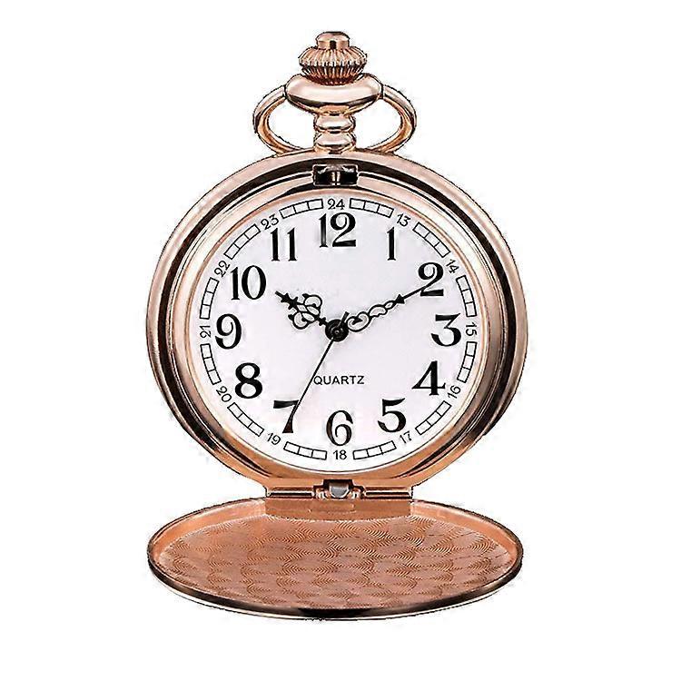 Men's Quartz Pocket Watch with White Dial and Chain