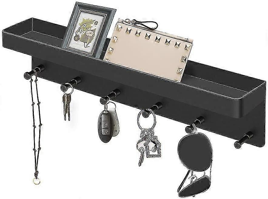 Key Holder / Wall Organizer Key Rack Black / Key Shelf / Hook Rail With Shelf