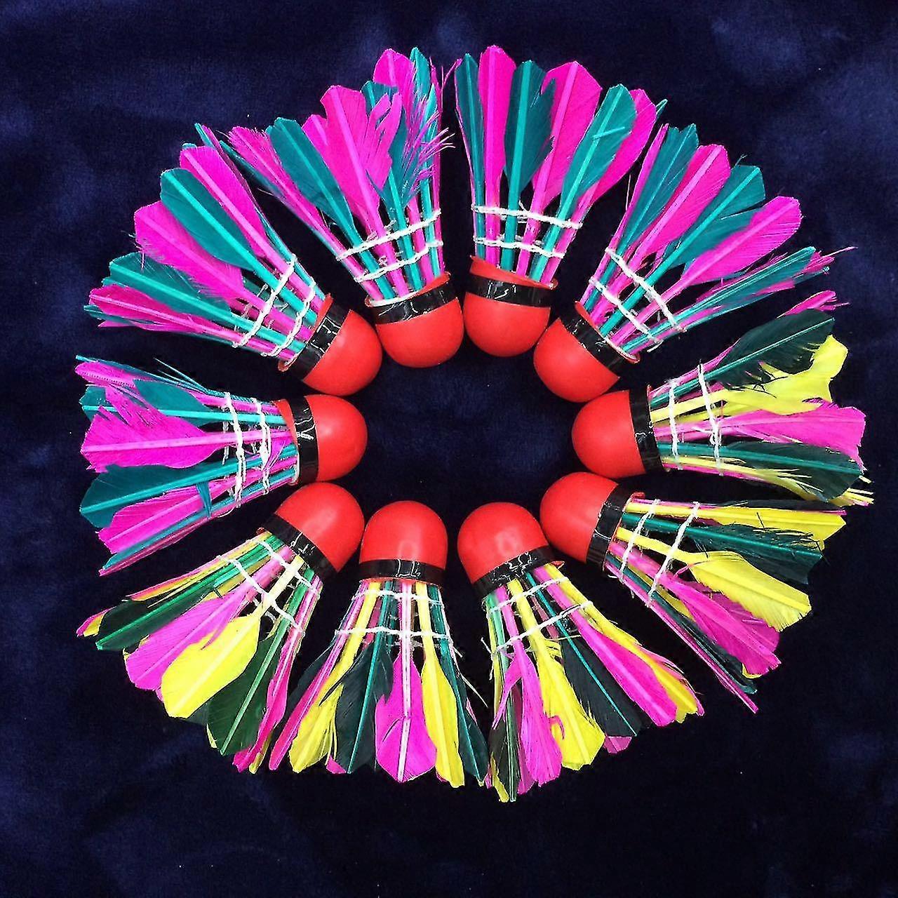 Shuttlecock, 11 Pcs Colorful High Speed Feather Badminton Balls for Training Exercise Gym