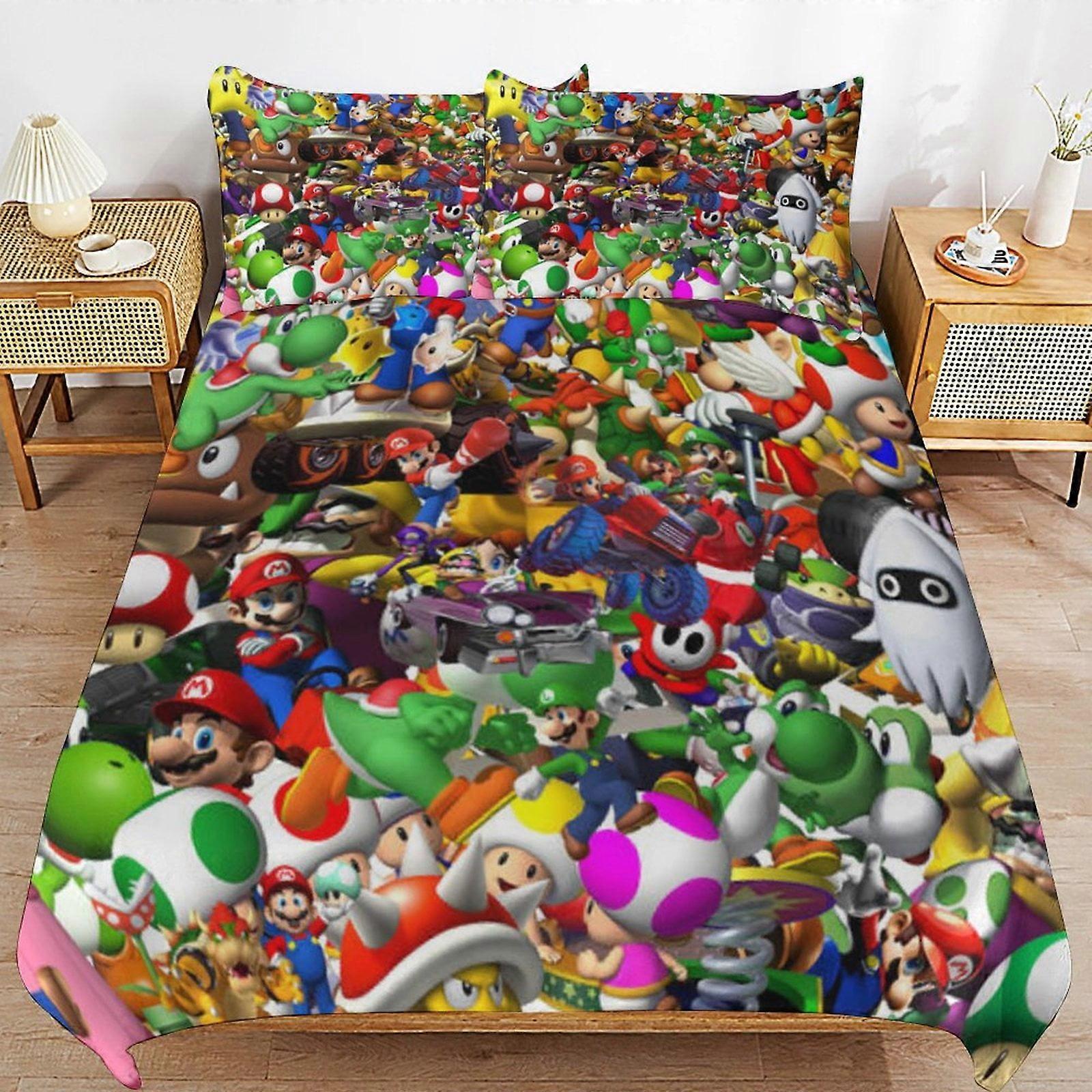 Bedding set JP92 Super Mario 3-Piece Comforter,Super Mario Bedding Set, Soft Microfiber Duvet Cover Set with Zipper Closure TH92