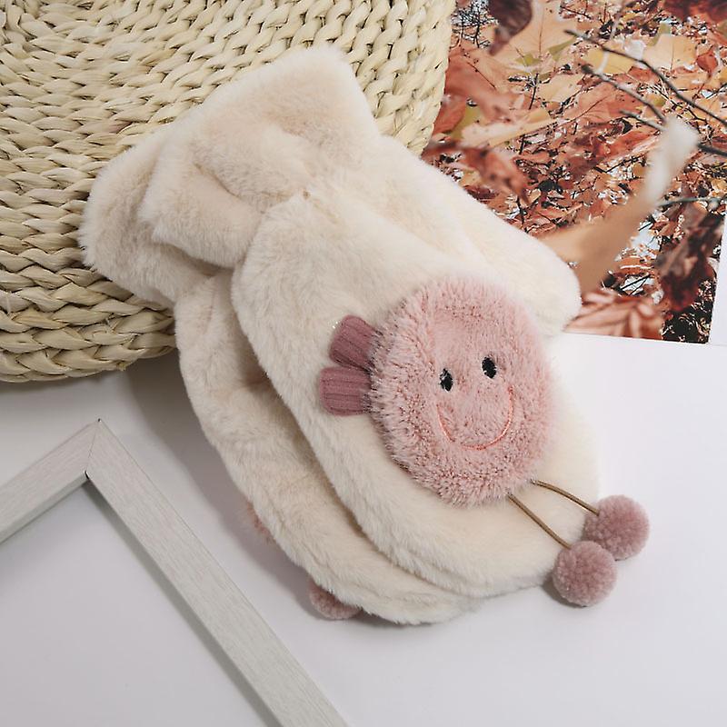 Winter Neck Linked Fingers Internet Celebrity Couple Cute Smiling Face With Plush Warm Gloves