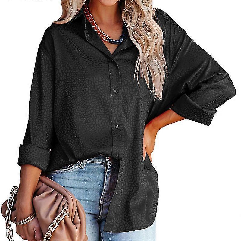 Kvinder Button Down Toppe Casual Work Shirts Revers Neck Bluse
