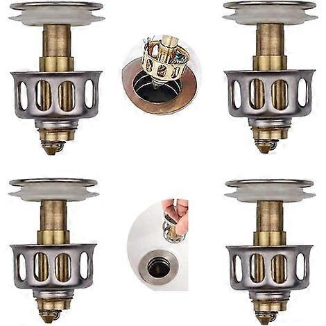 Universal Wash Basin Bounce Drain Filter, Sink Drain Stopper Pop Up Bathroom Sink Drain Stopper with Basket