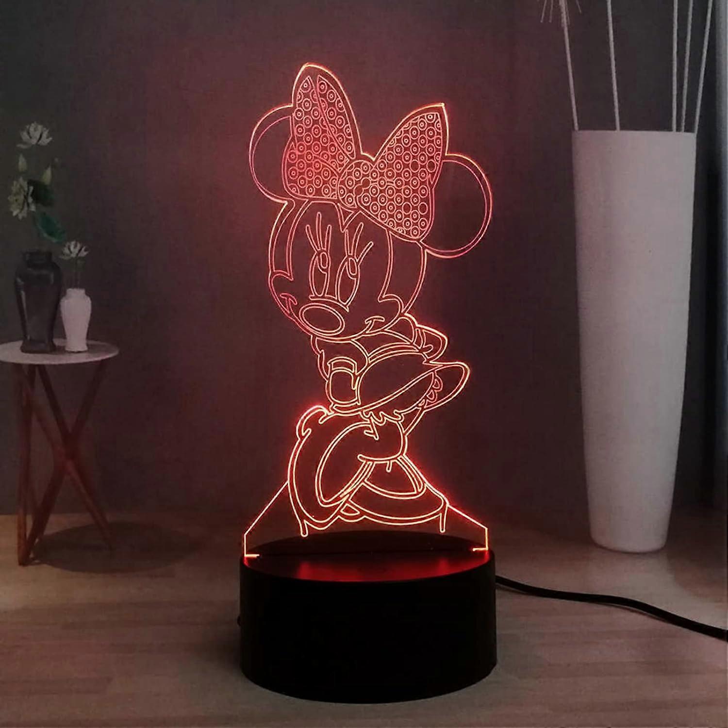 3D night light slide LED lighting cartoon Minnie night light RGB 7 color changing USB remote control desk lamp