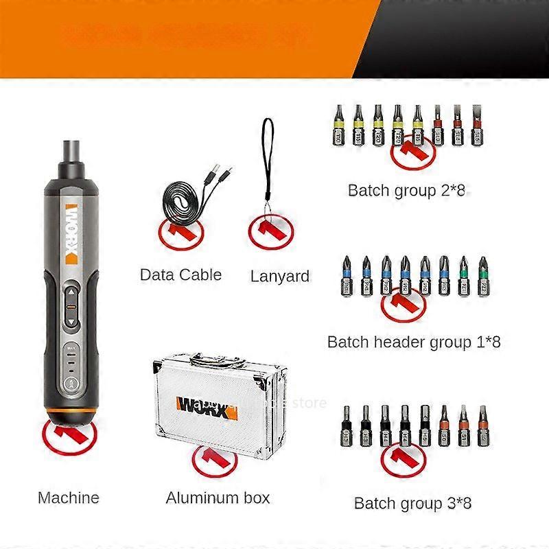 Worx 3.6V Cordless Electrical Screwdriver Set WX240.5 Smart Mini Electric Screwdrivers USB Rechargeable with 45 Bit Set Drill