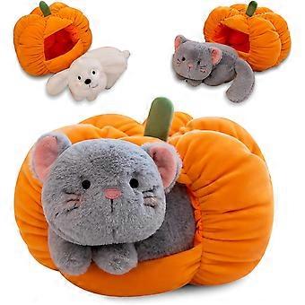 Halloween Plush Pillow Pumpkin with Cat - Creative Design | Soft Stuffed Animal