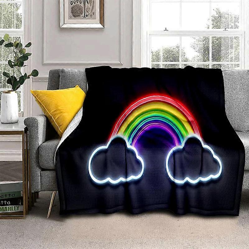 Rainbow Flannel Blanket Soft Throw Blanket Suitable for Home Bedroom Bed Sofa Picnic Travel Office Design 508