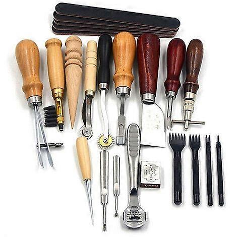 DIY Handmade Leather Tool Set - Hand Stitched Art - 10 Style Set 18 Pieces