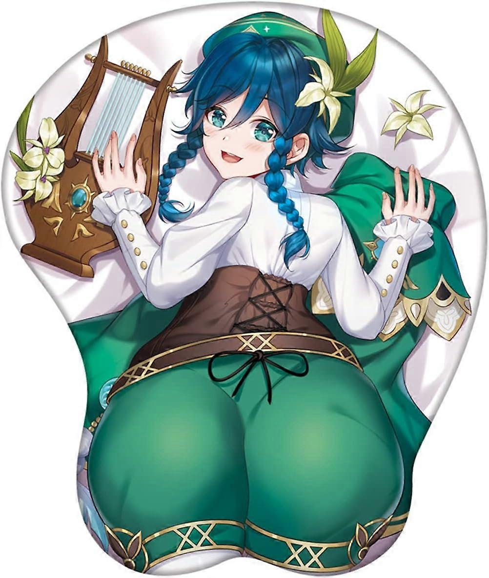 Genshin Impact Anime Figure Man Ergonomic Mouse Pad with Wrist Support Gel Mouse Pad with Wrist Rest 3D Gaming Mouse Pad Non Slip Mouse Pad (kaeya)