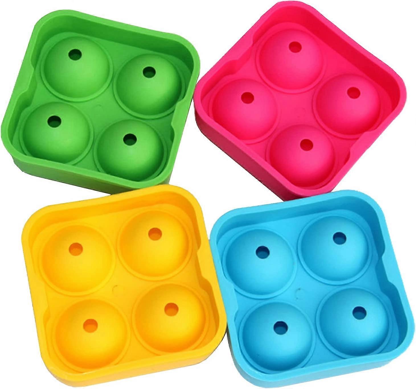 4 Piece Round Ice Cube Molds with Lid Plastic Ice Cube Molds 12.5 x 12.5 x 5cm (4-D-W)