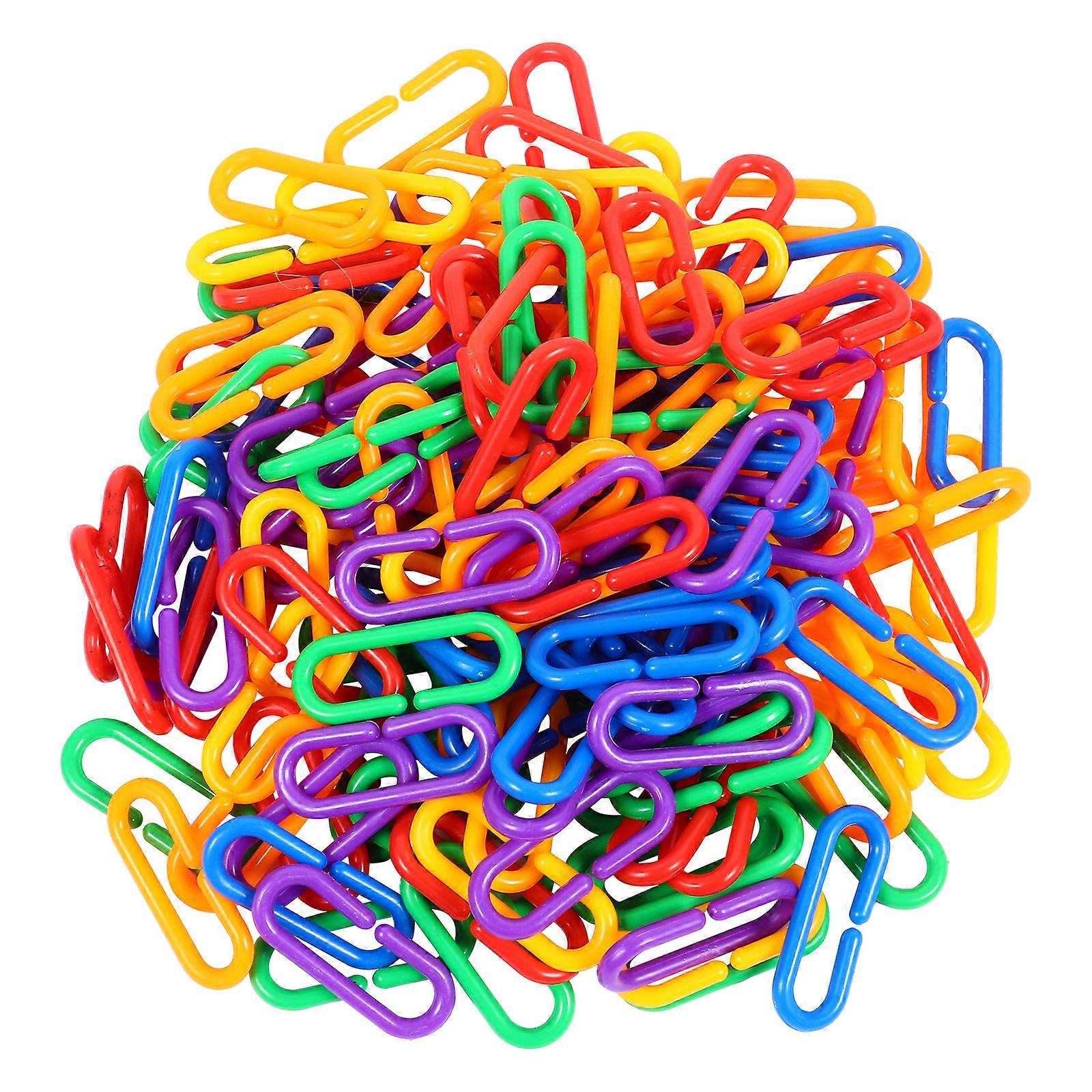 150pcs Plastic C-Clips Hooks Chain Links Rainbow C-Links Children's Learning Toy
