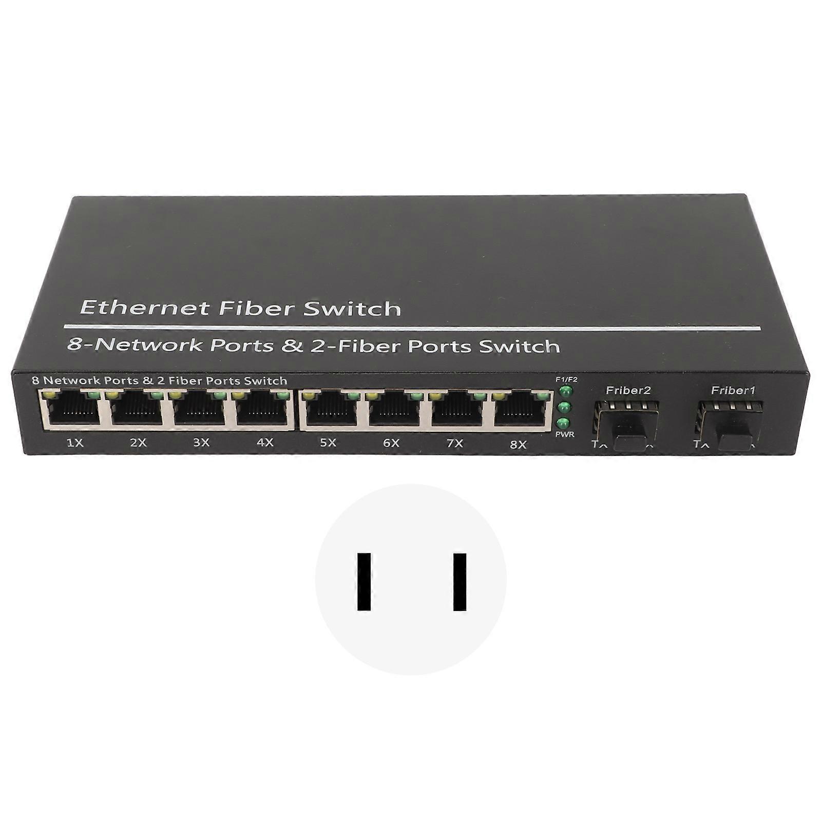Ethernet Fiber Switch 2 Optical Port 8 Electrical Port Up To 120km RJ45 Port Plug and Play SFP Fiber Media Switch 100240V
