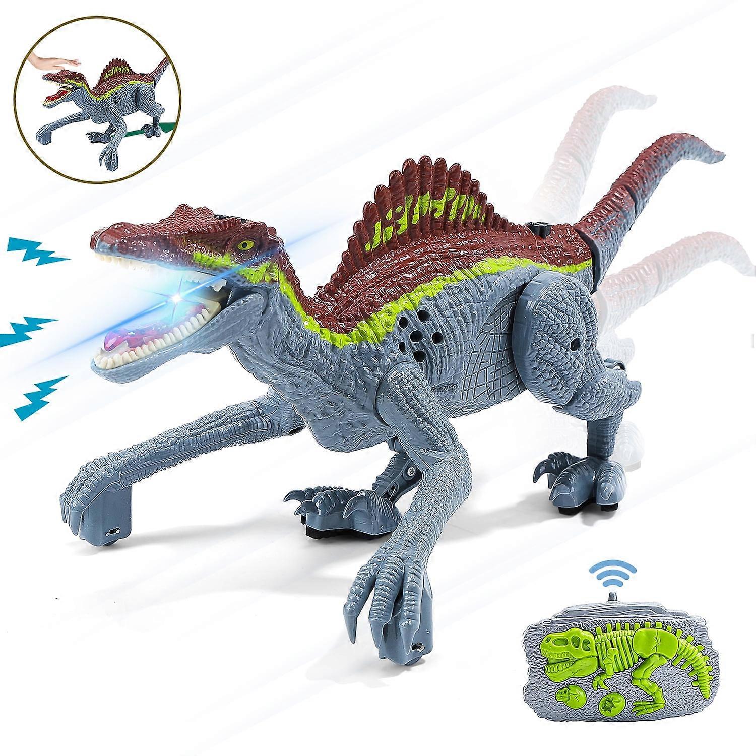 Remote Control Dinosaur Toys Gesture Sensing RC Dinosaurs Realistic Walking for Kids Gray