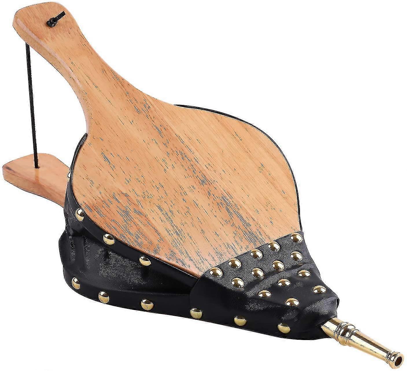 17" X 7.5" Solid Wood Bellows Fire Bellows With Hanging Strap 40 Rivets Fixed