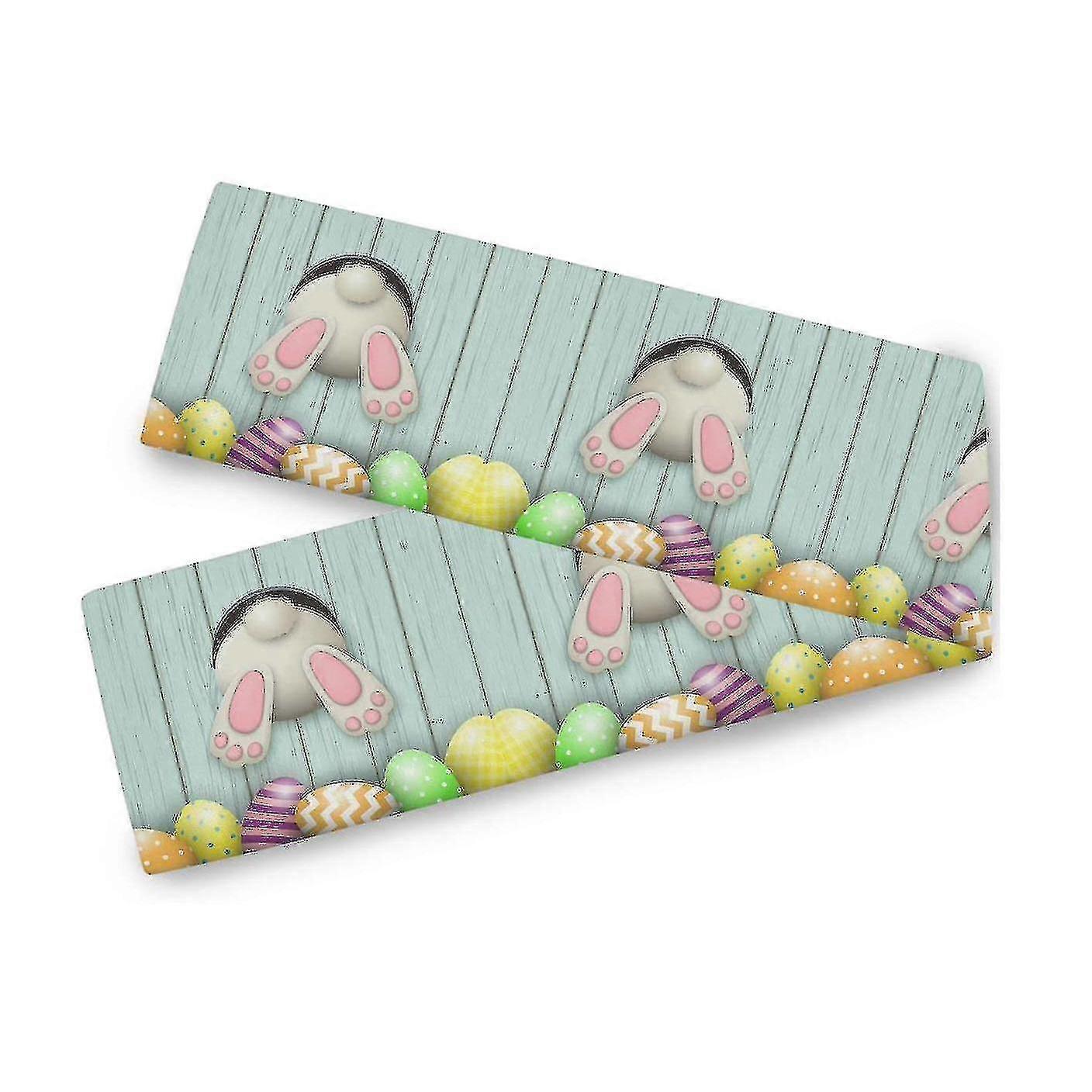 Easter Table Runner Rabbit Easter Eggs Hunt Bunny Tail Tabletop Decor