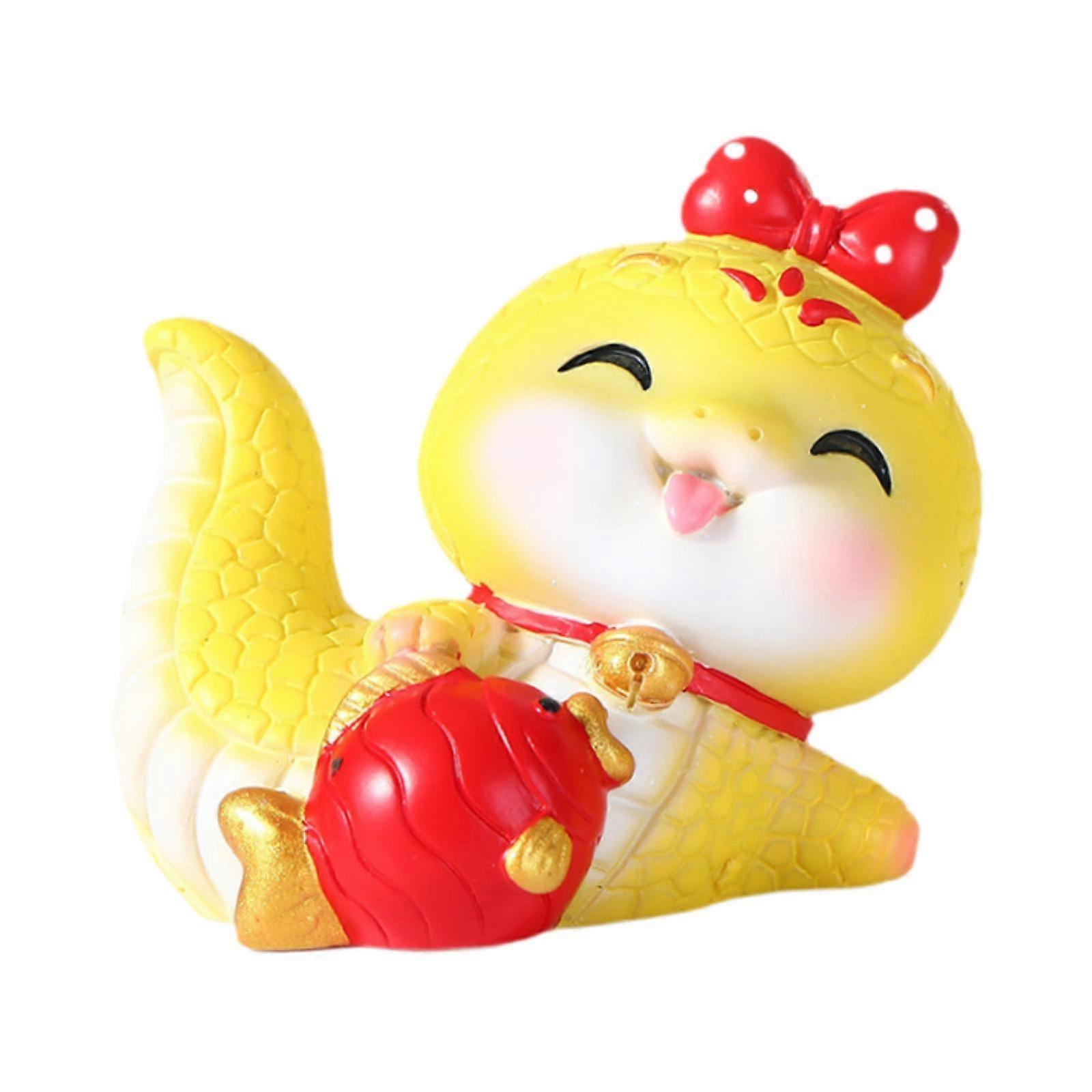 Cartoon Snake Statue Collectible Desktop Ornament for Bookshelf Desk Bedroom Style A