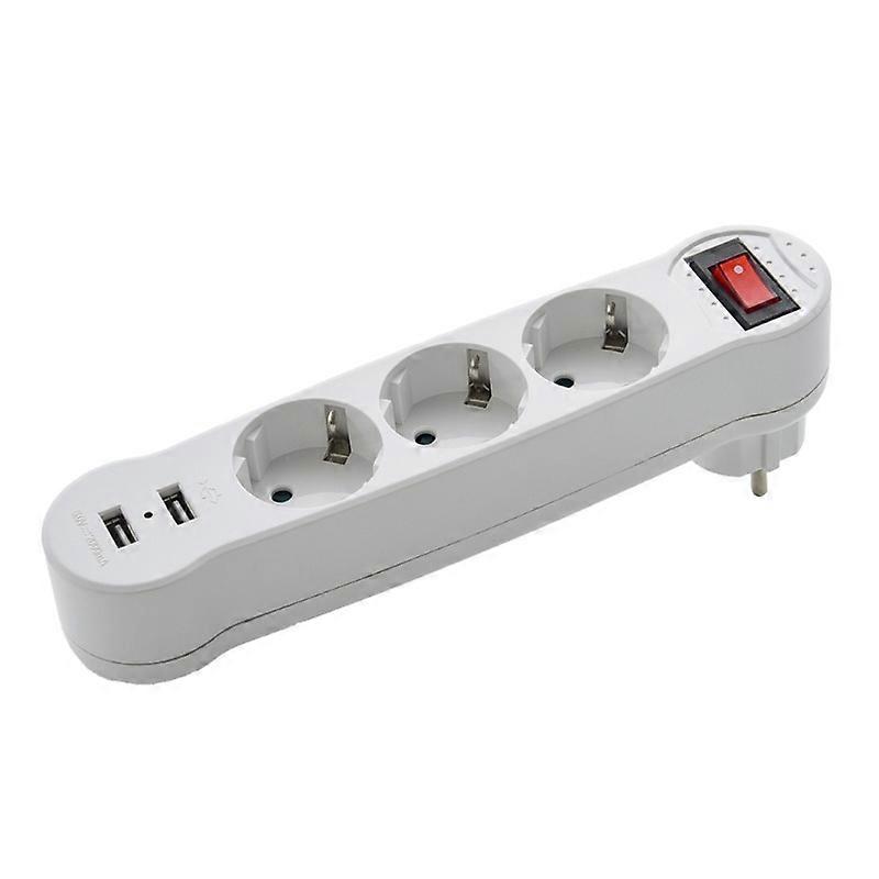 Dual USB  1 to 3 Way EU Standard Power Adapter