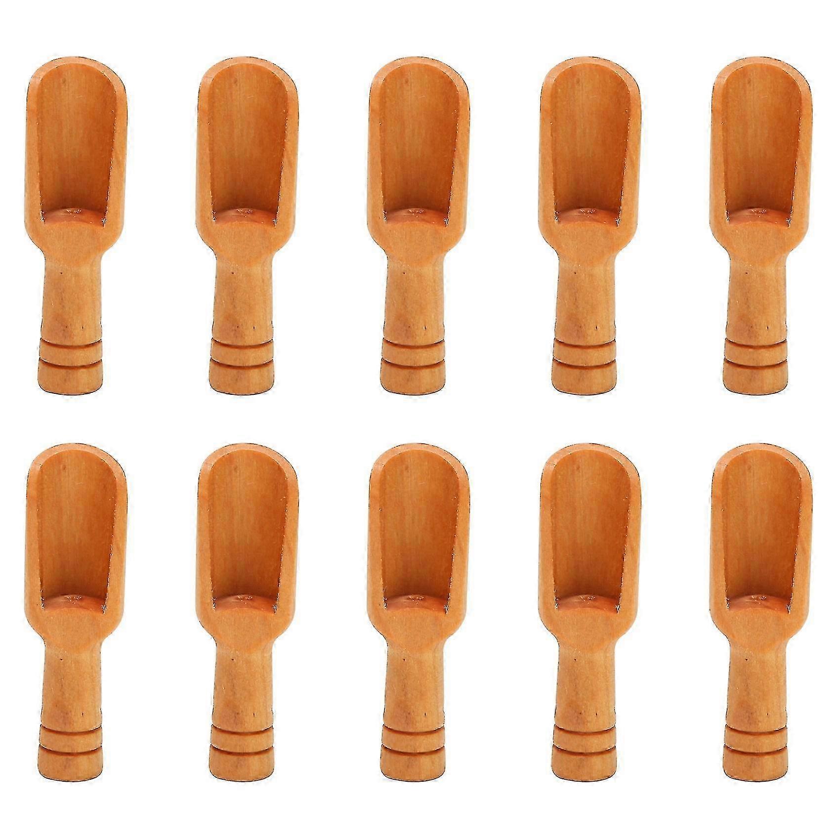 10PCS Mini cucharas de madera para sal, azúcar y café