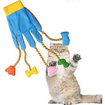 Interactieve kattenteaserhandschoenen met bel, pluche speelgoed voor kleine honden en katten