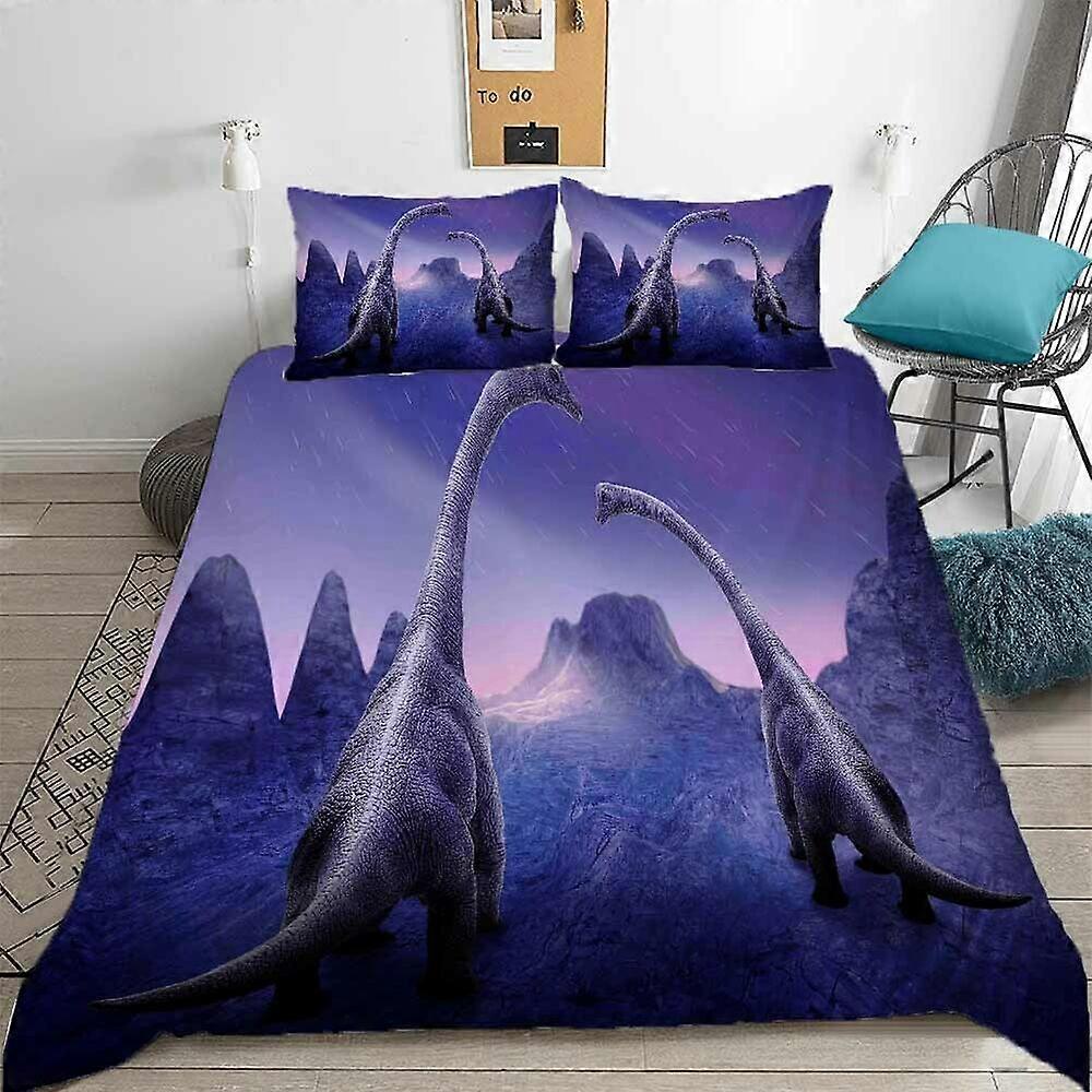 v510 Lençóis Montanhas Roxas E Dinossauros Colcha Capa De Edredão Conjunto Fronha Print3-Piece Conjunto De Cama (1 Capa De Edredão + 2 Fronhas) y510