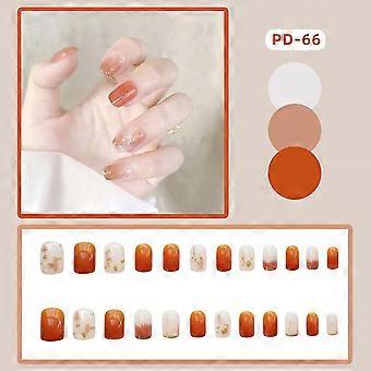 24pcs Mid Length Fake Nails Patches Pink Candy Color Press On Nails