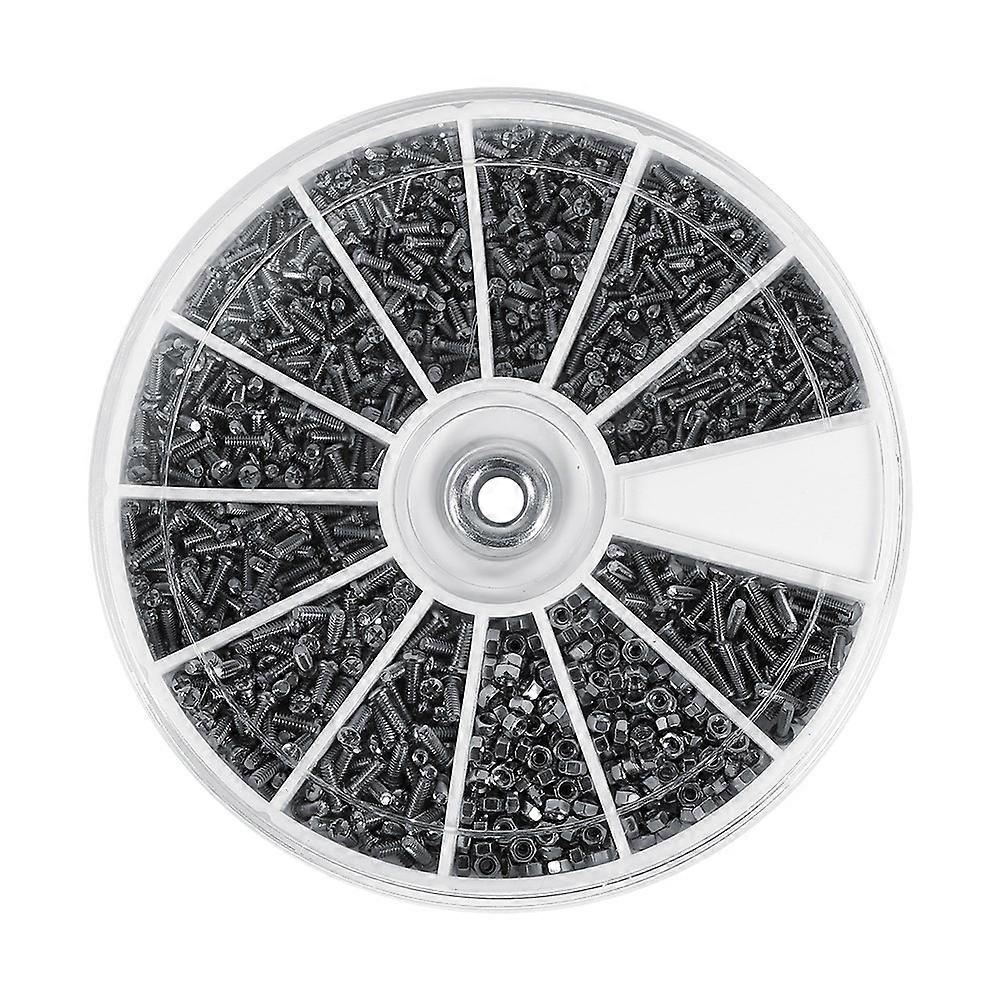 600pcs 12 Kinds of Small Screws Nuts Assortment Kit M1 M1.2 M1.4 M1.6 for Watches Glassess