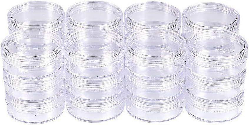 24 Pack 1.97"x0.78" (20ml) Empty Clear Plastic Bead Storage Container jar with Rounded Screw-Top Lids for Beads Nail Art Glitter Make Up Cosmetics and