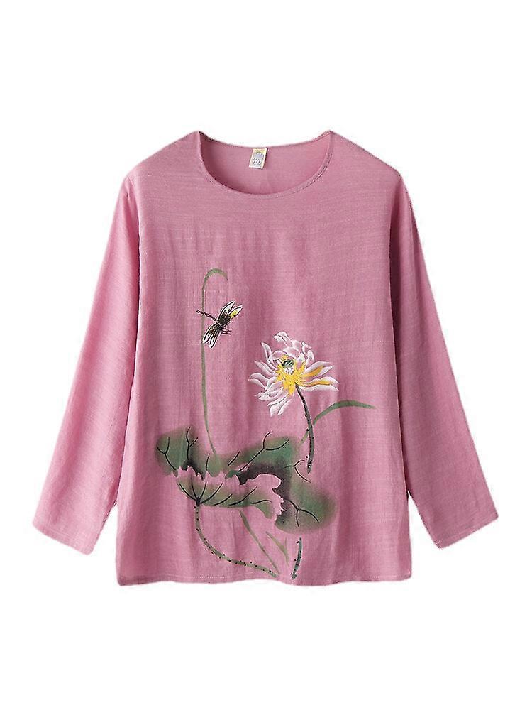 Women's Cotton Linen Print Loungewear Set - Soft, Breathable, Loose Fit Pajamas