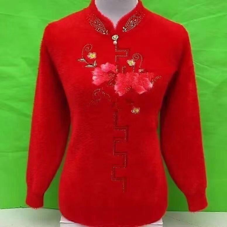 Stylish and Warm Embroidered Faux Mink Cashmere Sweater for Women