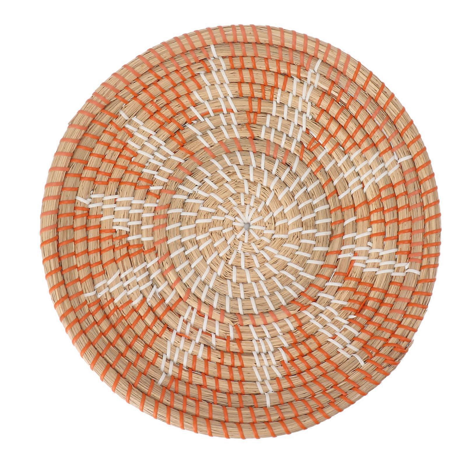 Round Grass Wall Ornaments Hand Knitting Woven Wall Baskets